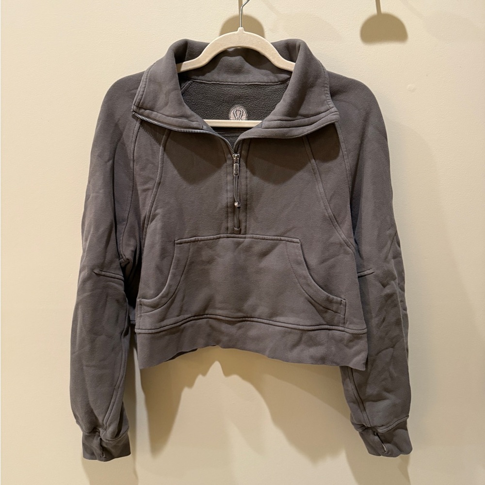 Lululemon Half-Zip Scuba Cropped Sweater in Grey